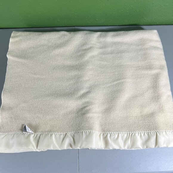 Vintage Faribo Faribault Woolen Mill Wool Blanket - Twin / Throw - Cream Ivory - Picture 3 of 8